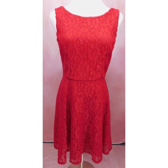 Speechless Red Lace Glitter Fit and Flare Dress Size 7 Party Ready - Picture 1 of 11